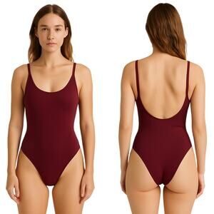 LIONESS Burgundy One-Piece Swimsuit Size XS | Adjustable Back Straps | Sexy Cut